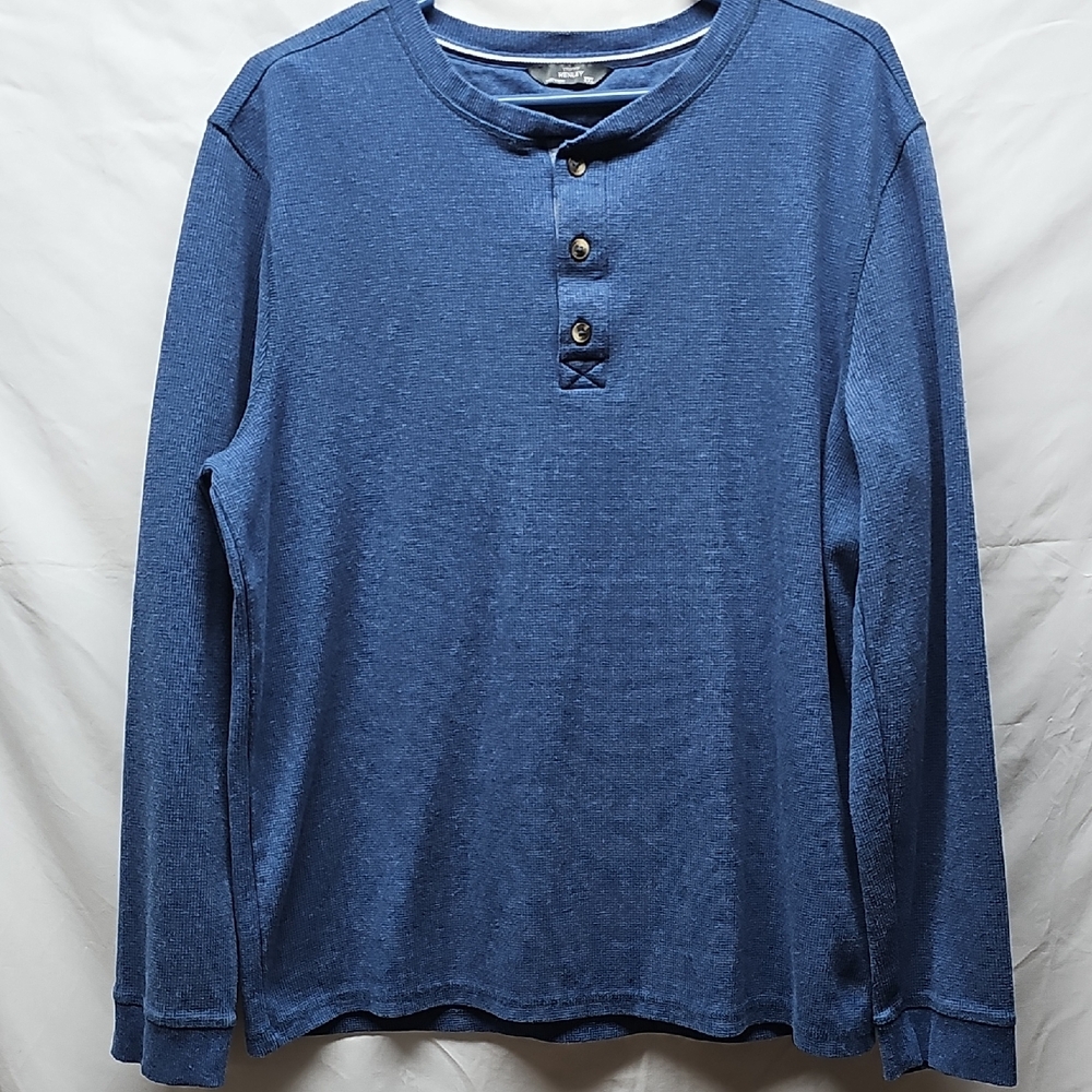 Men's Blue Long Sleeve Henley